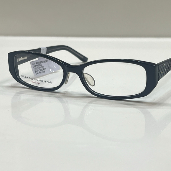 NEW Plastic Black Rectangle Full Eyeglass Frame 54-16-135 with Rhinestones $54 - Picture 1 of 6